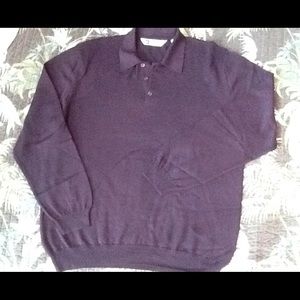 Bachrach men's collared wool purple sweater size L